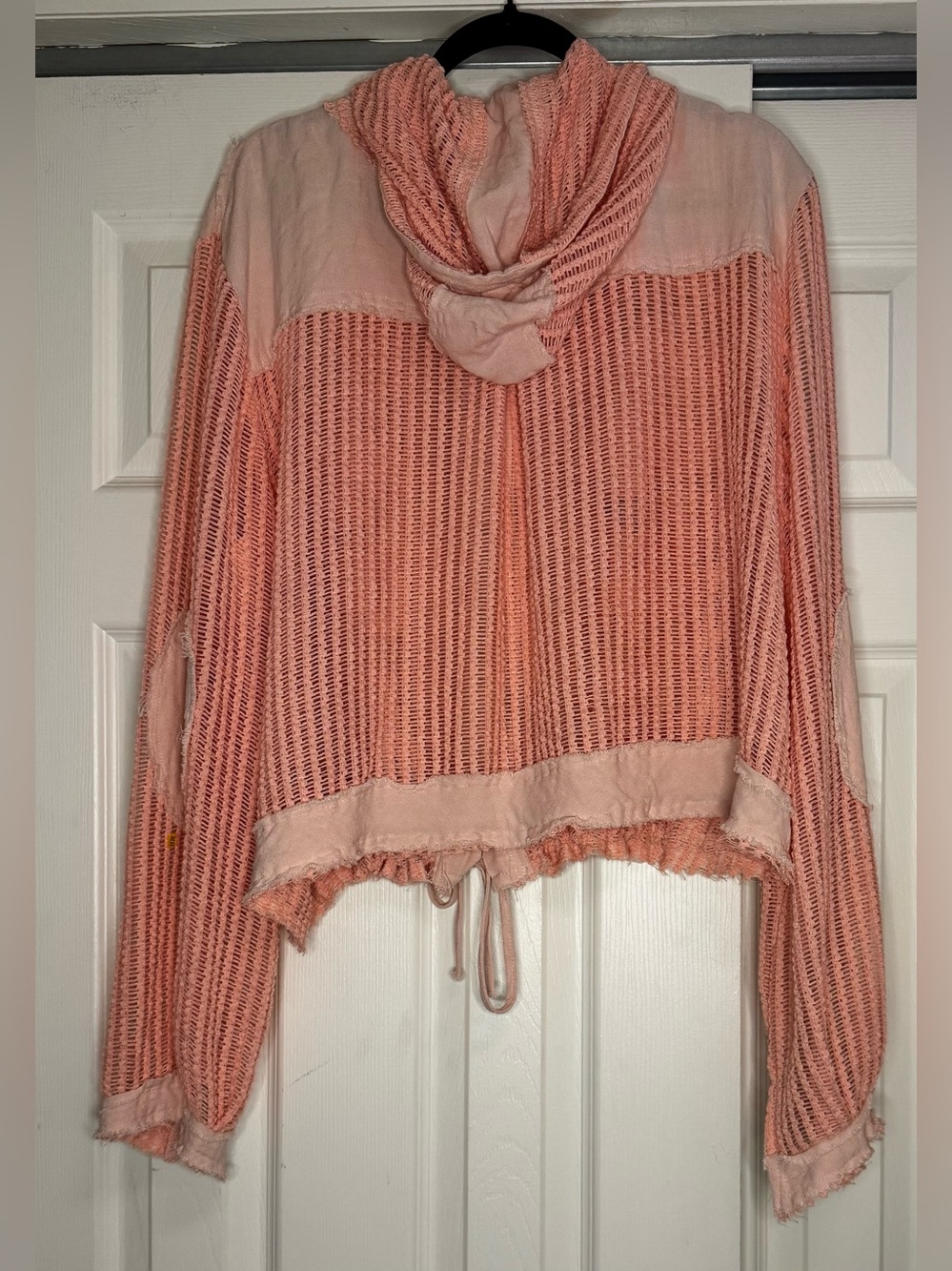 POL Lightweight Pink Cotton Crochet Button Down Hoodie Shirt - Size L NWT - Picture 6 of 7
